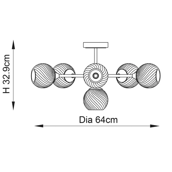 Sufitowa lampa szklana Allegra 103171 kule spiralne mosiądz