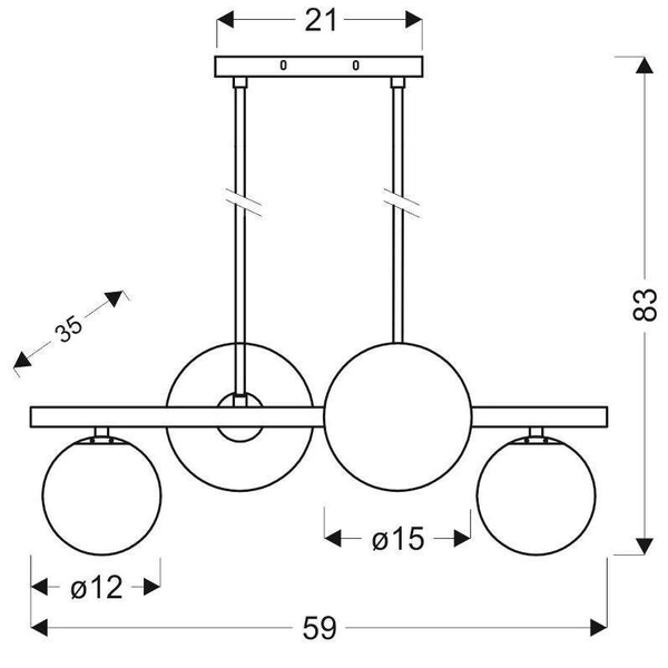 Wisząca lampa modernistyczna KAMA 34-73426 kule balls mosiężne białe