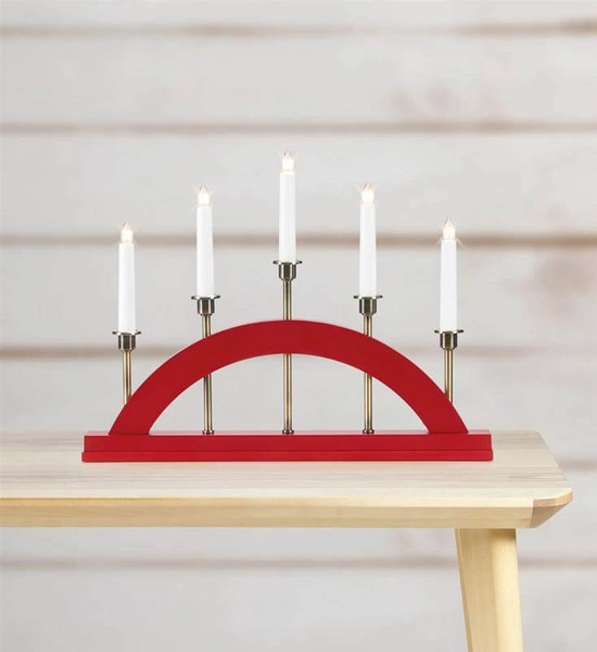 Bożonarodzeniowy świecznik dekoracyjny Bridge czerwony mosiądz