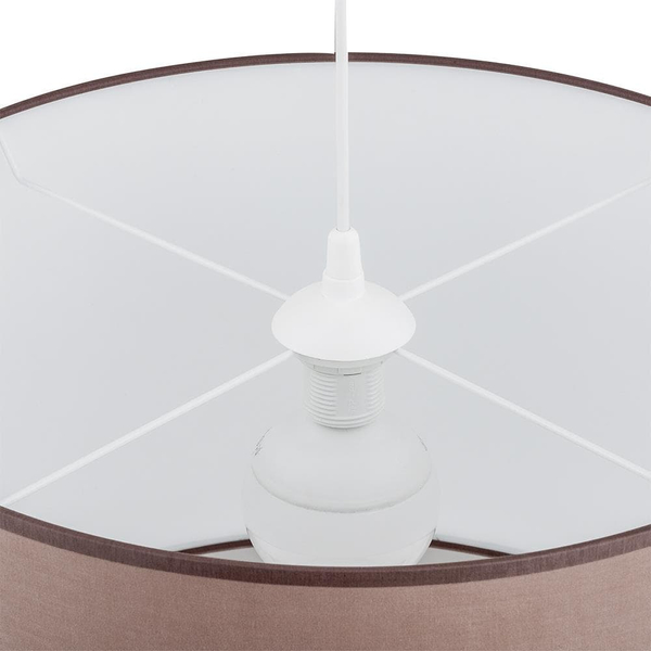 Lampa wisząca z tkaniny Rondo 3467 TK Lighting okrągła z kloszem cappuccino