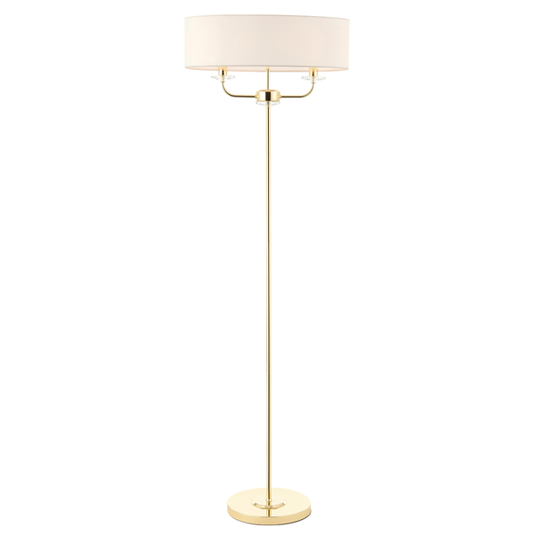 Lampa stojąca Nixon 70563 Endon owalny klosz podwójna mosiądz ecru
