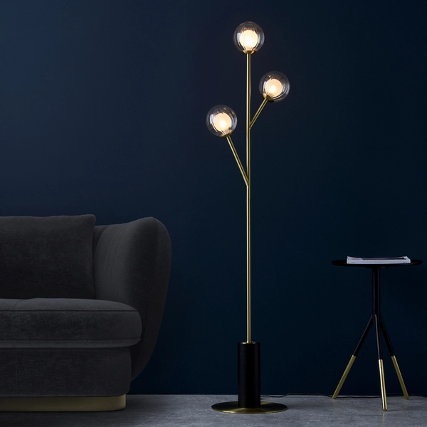 Podłogowa lampa hampton L&-196693 Light& gałązki balls mosiądz czarna