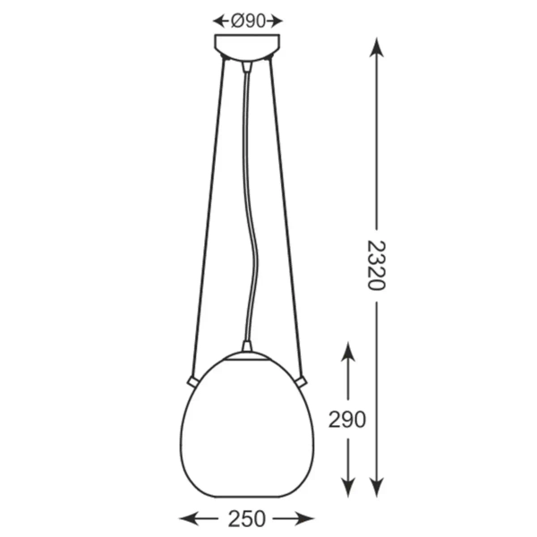 Szklana wisząca lampa MOON P19066B-D25 loftowa chrom lustrzany