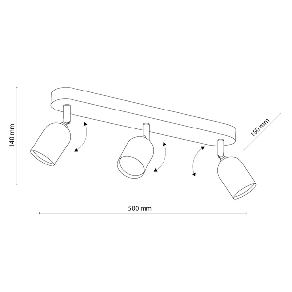 Reflektorki sufitowe do kuchni Top 4779 TK Lighting potrójna czarna