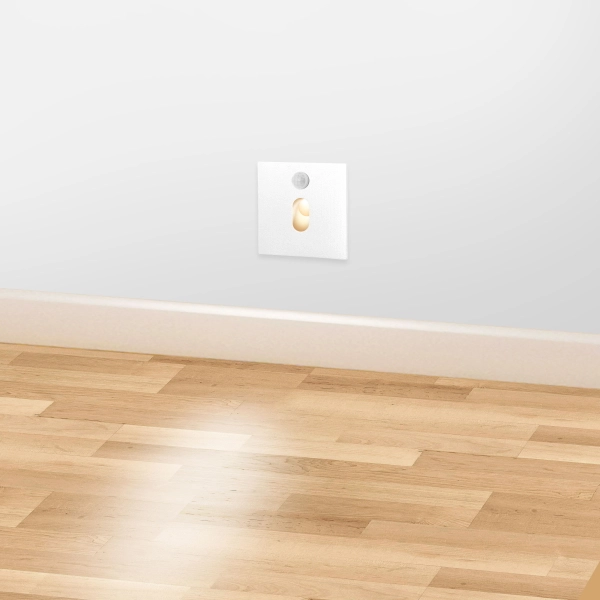 Lampa schodowa z czujnikiem ruchu Lesel 001 XL 100102102CR Elkim 1W 3000K biała