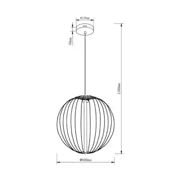 Druciana wisząca lampa NELSON czarna P0677 1xLED 31W 3000K loftowa kula