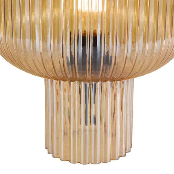 Żebrowana lampa stołowa Demarius DEM4206 szklana bursztynowa