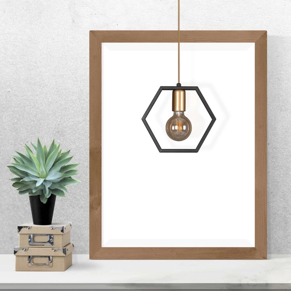 LAMPA wisząca Honey K-4720 Kaja geometryczna OPRAWA metalowy ZWIS modernistyczny czarny złoty