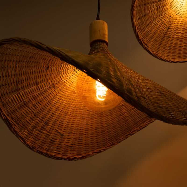 Wisząca lampa Boho ABR-LWS-BH40-3XE27 Abruzzo kapelusze japandi beżowa