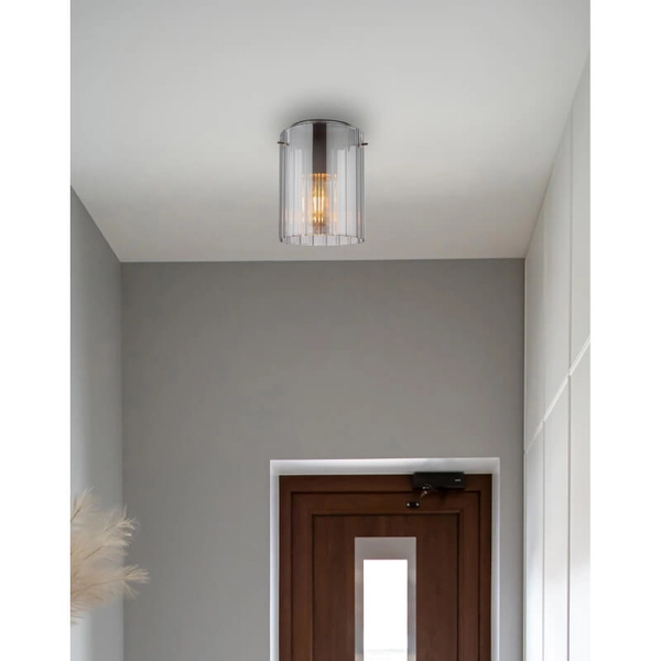 Podłużna sufitowa lampa Tulivar 15904DS tuba szklana przydymiona szary