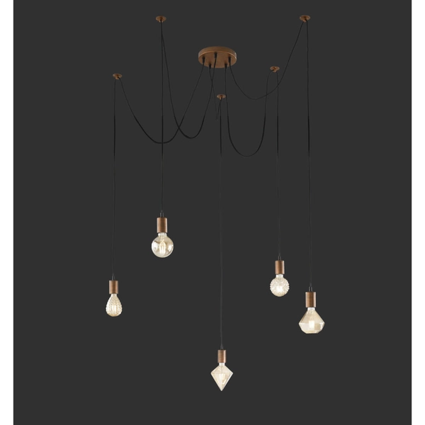 Zwieszana lampa salonowa CORD 310100562 Trio pająk miedziany czarny