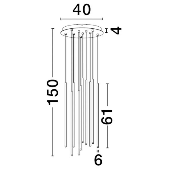 Nowoczesna lampa wisząca NOVENCIO LE45464 LED 41W 3000K tubki czarne