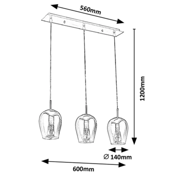 Loftowa LAMPA wisząca PETUNIA 5253 Rabalux szklana kaskada zwis 3-punktowy chrom
