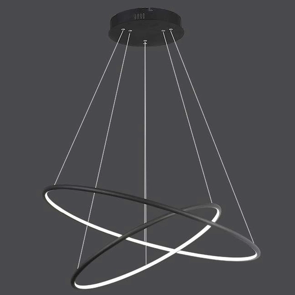 LAMPA wisząca SLIM/000010/3000/B MDECO okrągła OPRAWA metalowy ZWIS LED 53W 3000K pierścienie czarne