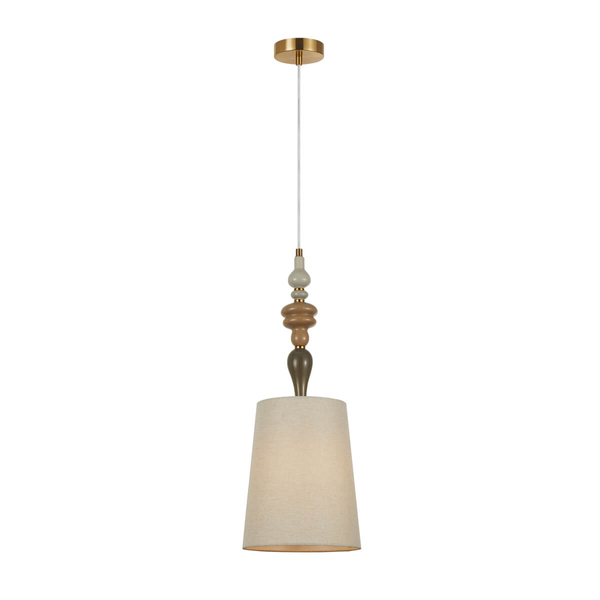 Lampa wisząca do sypialni Moren PND-84678C-AB abażur brązowy morelowy