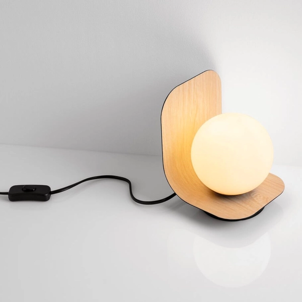 Lampka na biurko HERAS LE44296 bubble ball drewniana czarna