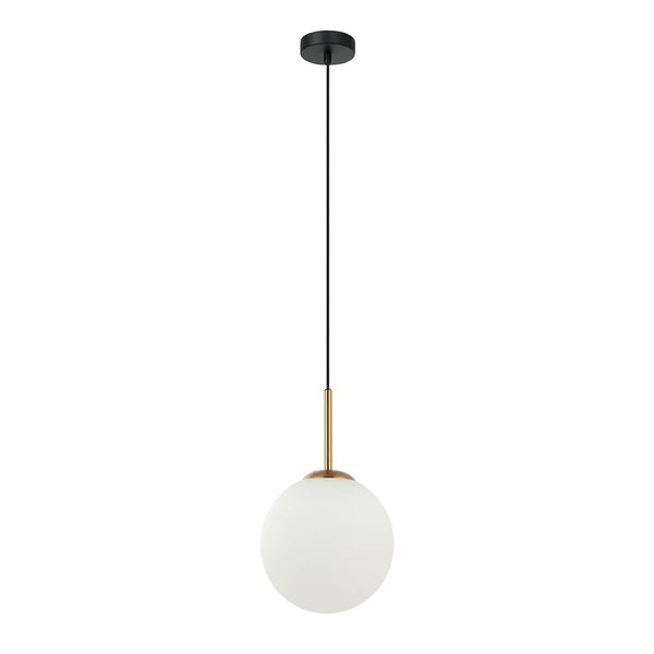 Zwisająca lampa Deore PND-5578-1S-BRO-BK Italux kula szklana biała złota czarna