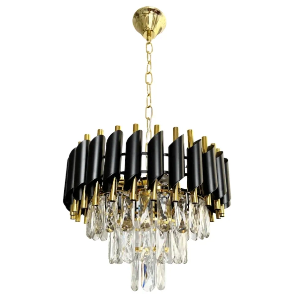 Glamour lampa wisząca CRISTAL ML1634 kryształowa złoty czarny