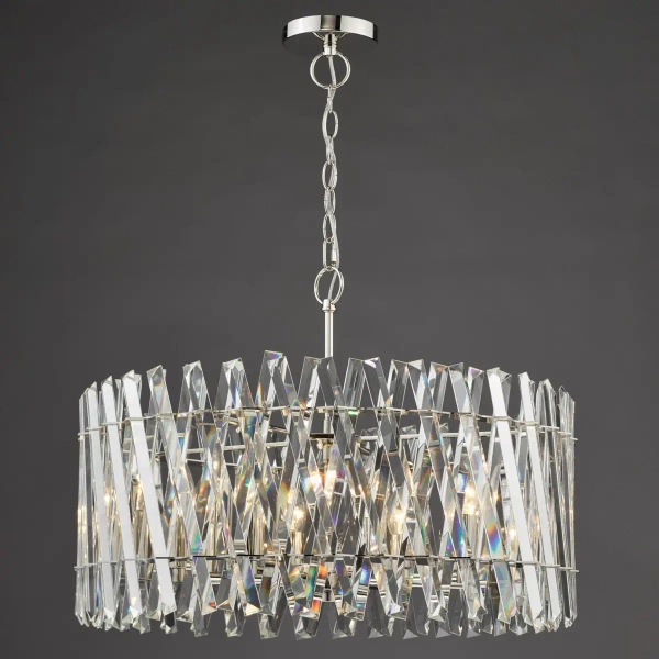 Kryształowa wisząca lampa Entwine ENT0838 do salonu glamour nikiel