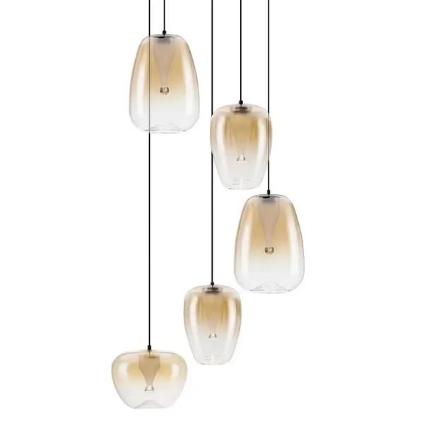 Wisząca lampa szklana JAREVIA LE45127 LED 18W 3000K owalna złota