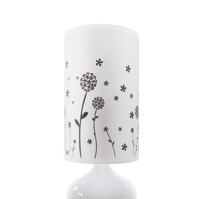 Nocna lampka ceramiczna Zyta 3203 stojąca do sypialni z wzorkami biała
