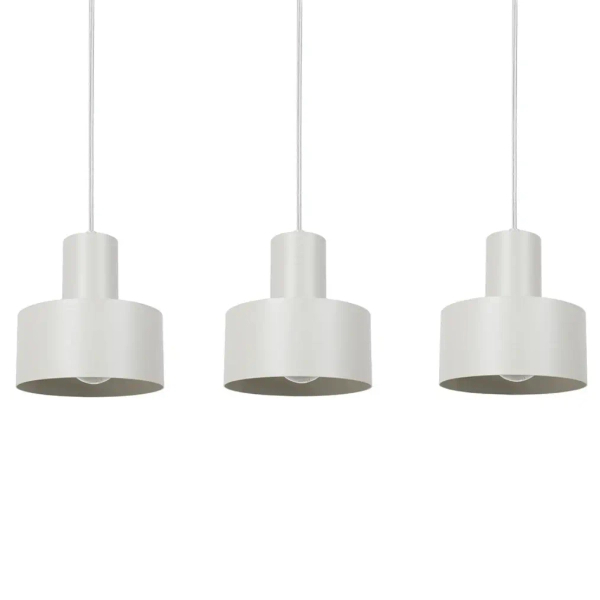 Potrójna wisząca lampa Rif 3 41163 do salonu metalowa szara beżowa