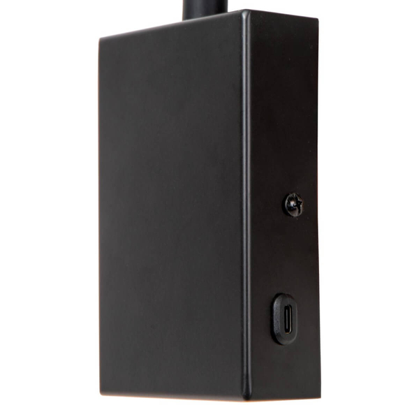 Regulowany kinkiet ścienny Alec 03246/03/30 do sypialni USB czarny