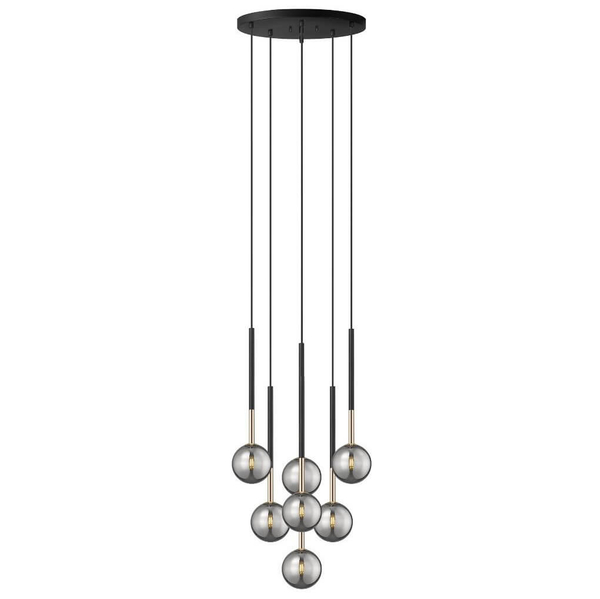 Wisząca lampa kule Arcturus P0574-07F-SDFZ Zumaline czarny złoty dymiony