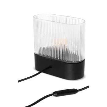 Owalna lampa stołowa Flumina FLS132P1 drewniana czarna