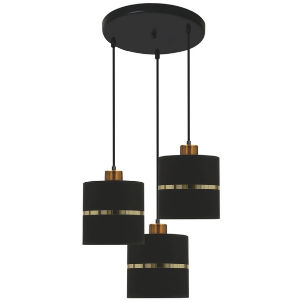 Lampa zwisowa Assam 33-17468 Candellux potrójna loft czarna złota