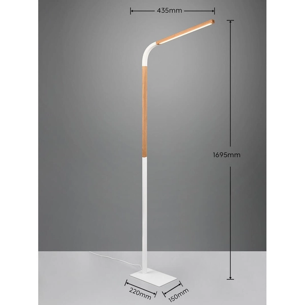 Drewniana lampa stojąca Norris 445210131 LED 14W 3000K z wtyczką biała