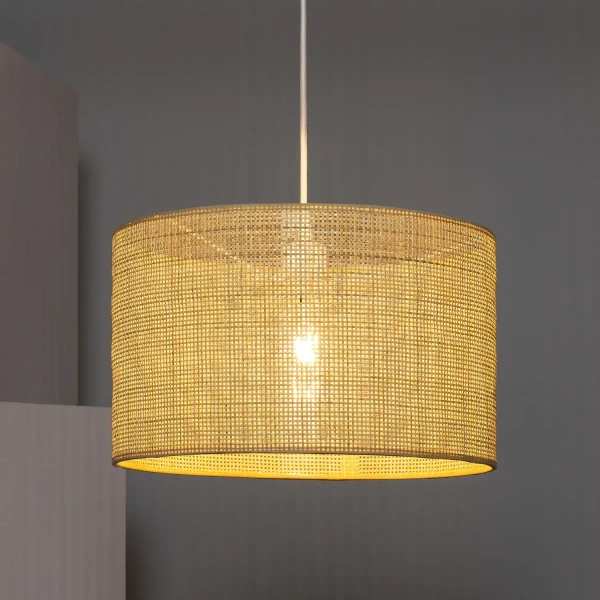 Wisząca lampa tuba Boho ABR-LW18-BH-E27 Abruzzo ratan beżowy