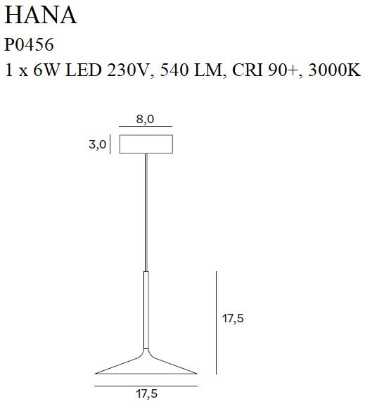 Minimalistyczna LAMPA wisząca HANA P0456 Maxlight metalowy zwis LED 6W 3000K talerz czarny