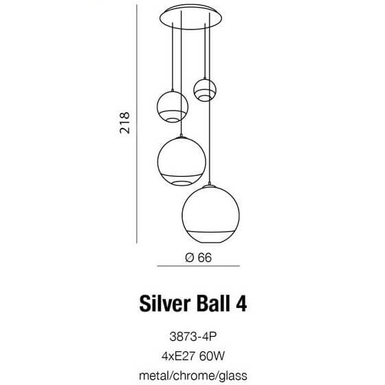 Kaskada lampa wisząca Silver Ball 5-punktowy zwis chrom