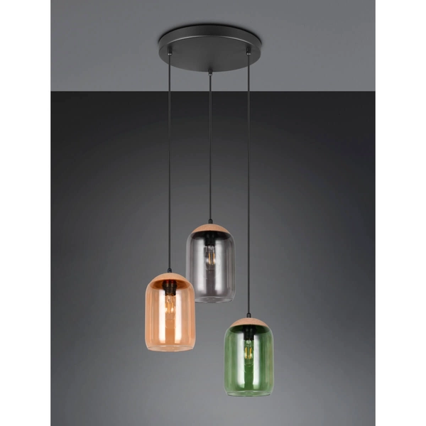 Zwieszana kaskadowa lampa CORK 364630317 Trio do sypialni czarny multikolor