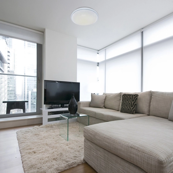 Okrągła LAMPA sufitowa BRUCE 2118 Rabalux metalowy plafon LED RGB 60W 3000K - 6000K z pilotem chrom