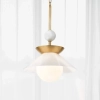Modernistyczna lampa wisząca Saucer QN-SAUCER-1P-M-AB-OPAL szklana mosiądz