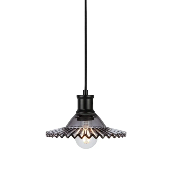 Lampa wisząca Novia 108854 szklana metalowa kapelusz czarny