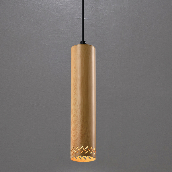 Lampa wisząca TUBO 31-78582 okrągła ażurowy zwis tuba boho drewniana