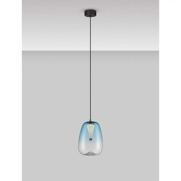 Lampa wisząca szklana JAREVIA LE45124 LED 3W 3000K nad wyspę niebieska