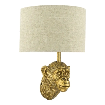 Designerska ścienna lampa Raul RAU0735 małpa z abażurem złoty