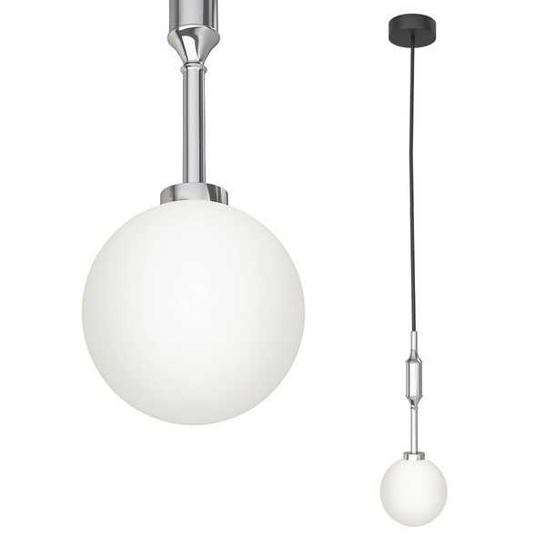 Szklana lampa wisząca Ero I zwis nad wyspę biały chrom