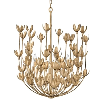 Łańcuchowy żyrandol Flora QN-FLORA6-GD kwiaty do jadalni złote