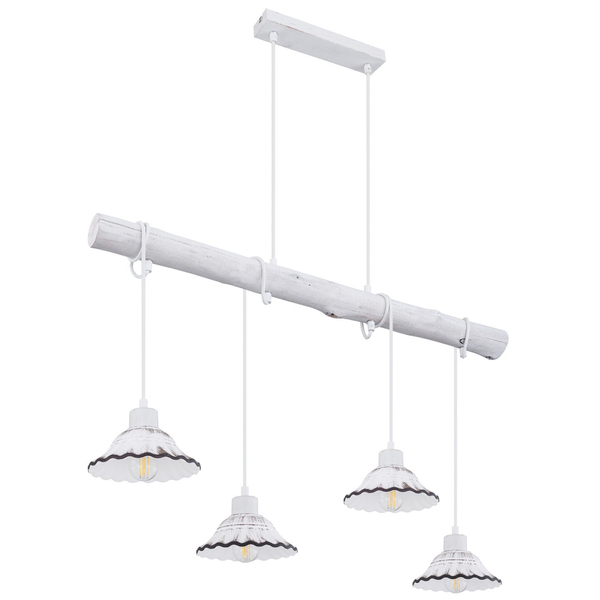 Prowansalska LAMPA wisząca JOWITA 54050-4H Globo metalowa OPRAWA zwis shabby biały czarny