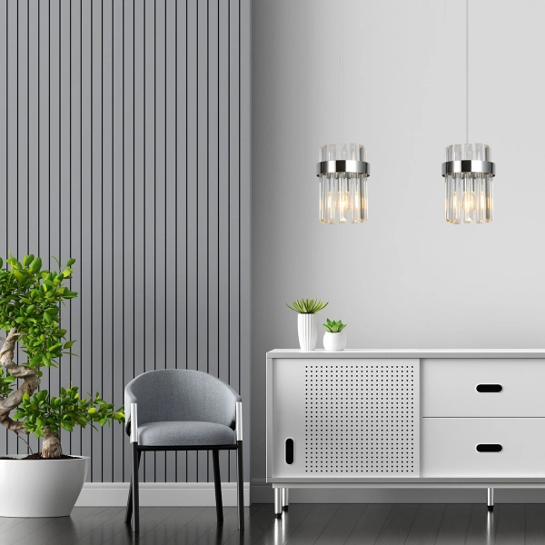 Podwójna lampa wisząca glamour Vetro LP-2910/2L CH kryształowa chrom