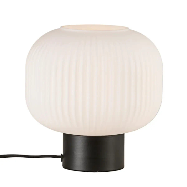 Stołowa lampa szklana MILFORD 48965001 z wtyczką biała czarna