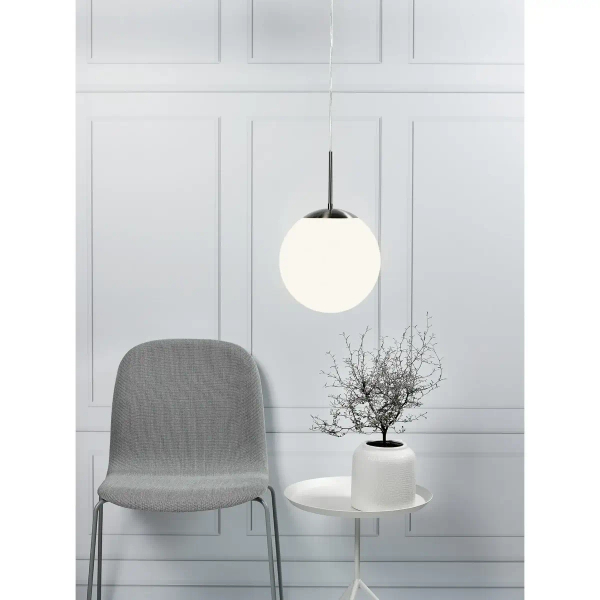 Szklana lampa wisząca kula CAFE 39583001 do salonu biały srebrny