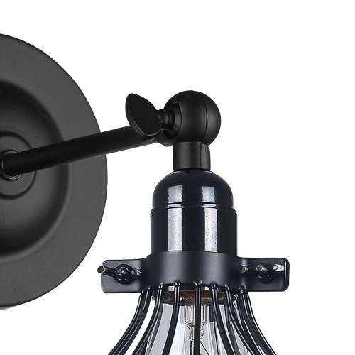 Kinkiet LAMPA ścienna LESTO MBM-2676/1 BK Italux metalowa OPRAWA druciana klatka czarna