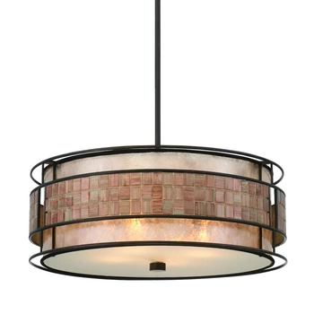 Wisząca LAMPA orientalna QZ-LAGUNA-P Elstead QUOIZEL zwis OPRAWA mozaika ciemny brąz beżowy