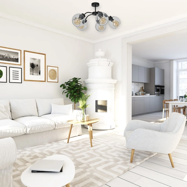 LAMPA sufitowa SOFIA MLP6596 Milagro skandynawska OPRAWA szklane kule czarne przezroczyste